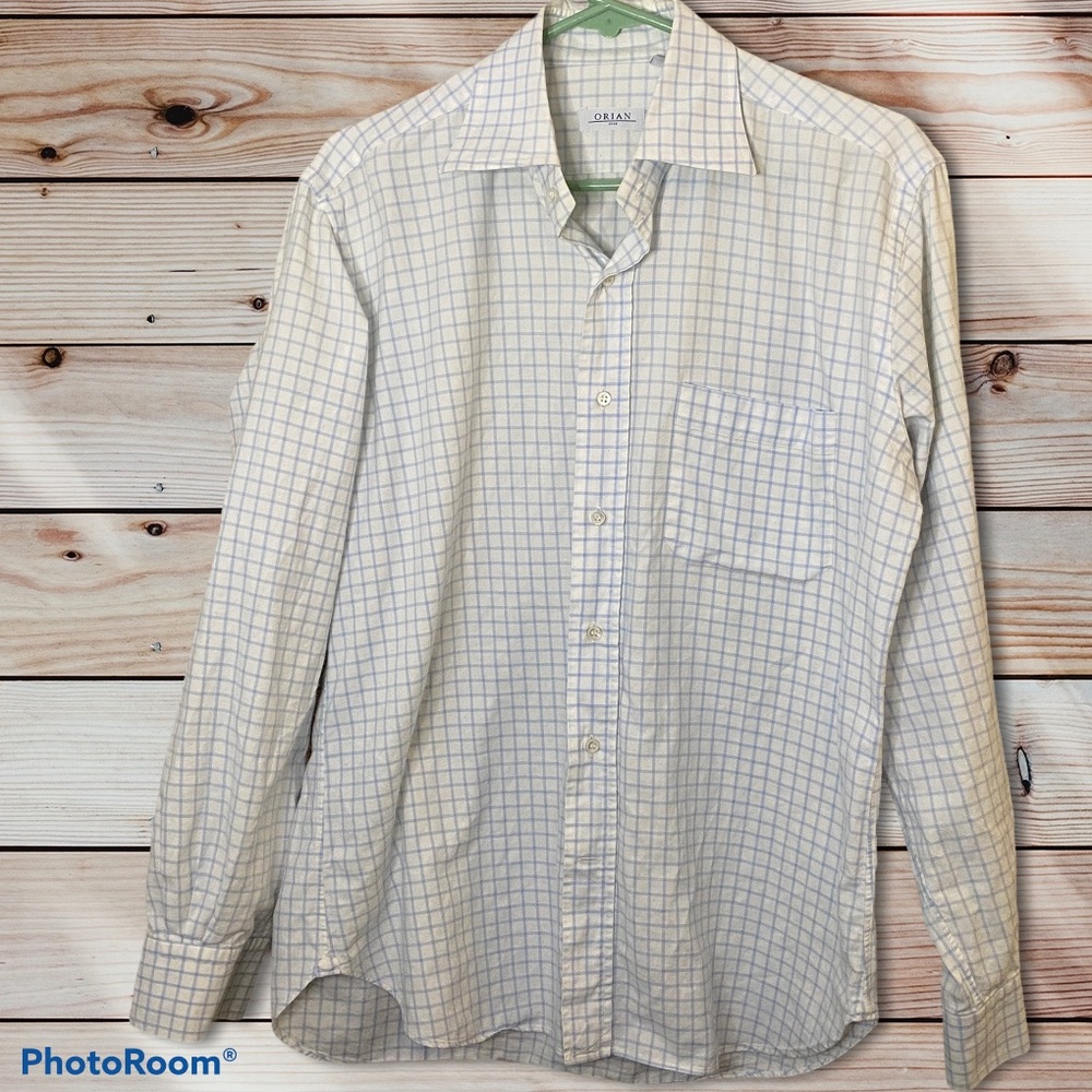 Orian small window pane plaid white dress shirt
